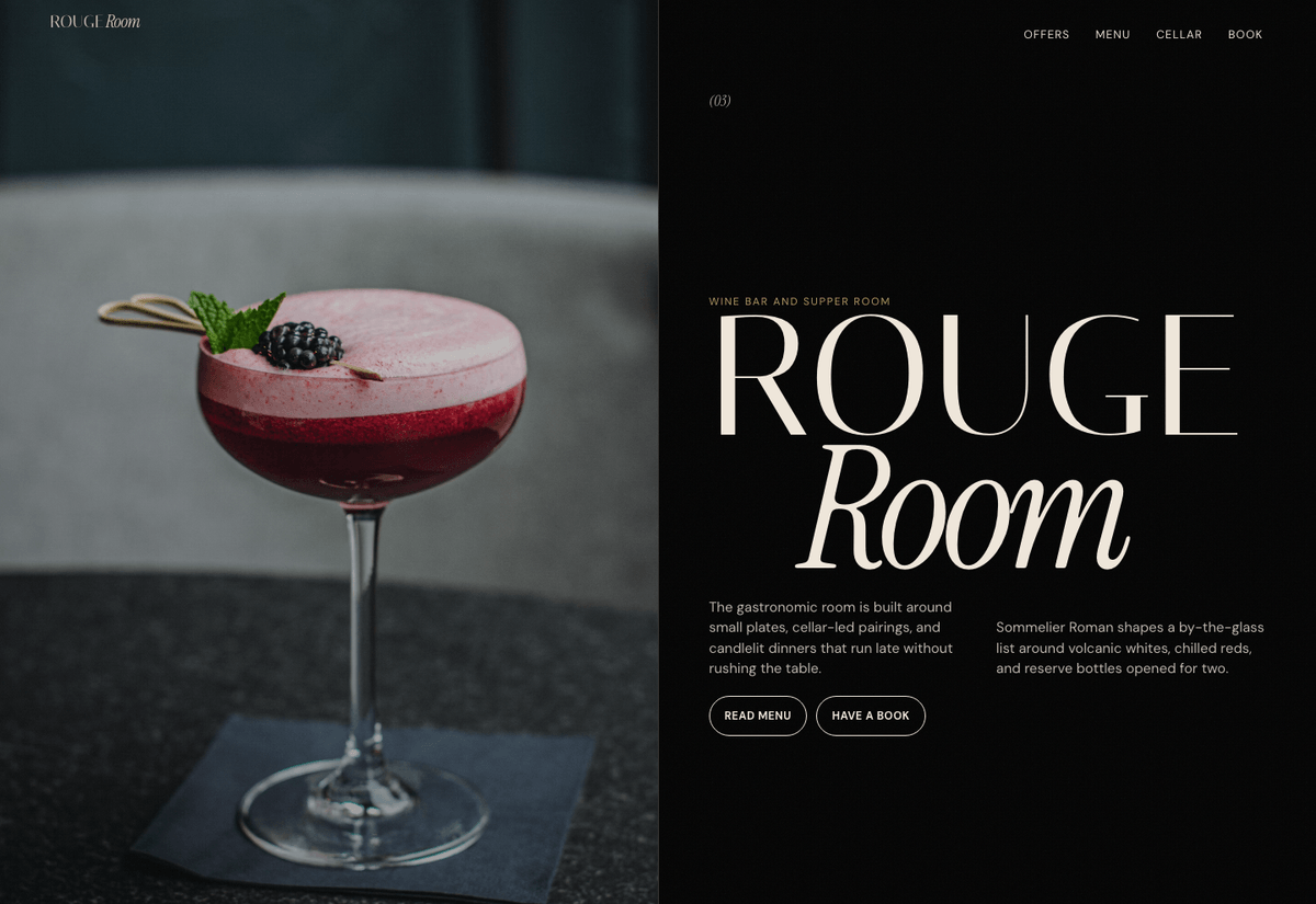 Rouge Room restaurant website preview